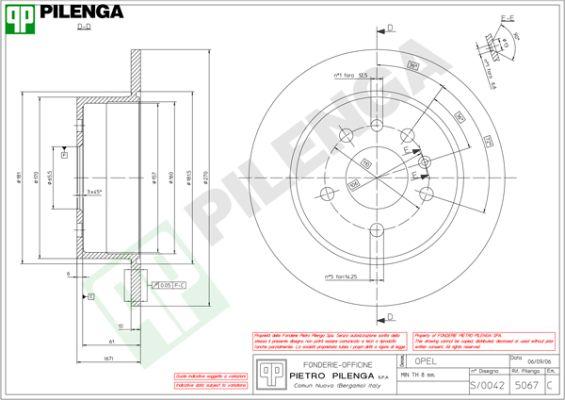 Pilenga 5067 - Гальмівний диск autozip.com.ua