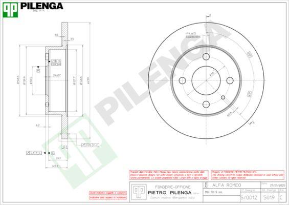 Pilenga 5019 - Гальмівний диск autozip.com.ua