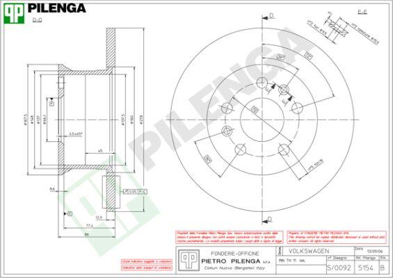 Pilenga 5154 - Гальмівний диск autozip.com.ua