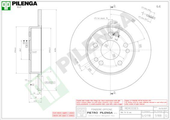 Pilenga 5188 - Гальмівний диск autozip.com.ua