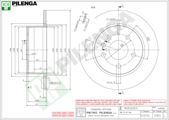 Pilenga 5183 - Гальмівний диск autozip.com.ua