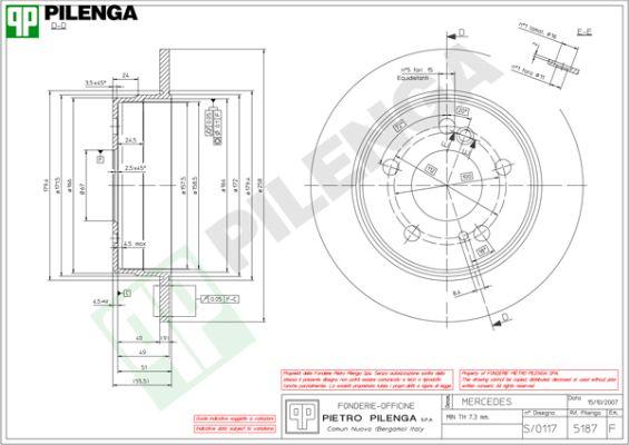 Pilenga 5187 - Гальмівний диск autozip.com.ua