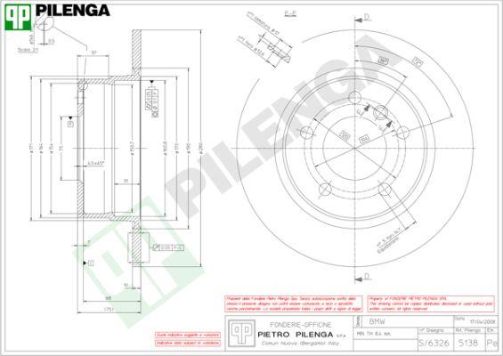 Pilenga 5138 - Гальмівний диск autozip.com.ua