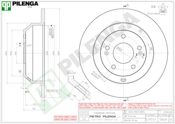 Pilenga 5849 - Гальмівний диск autozip.com.ua