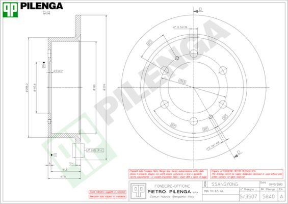 Pilenga 5840 - Гальмівний диск autozip.com.ua