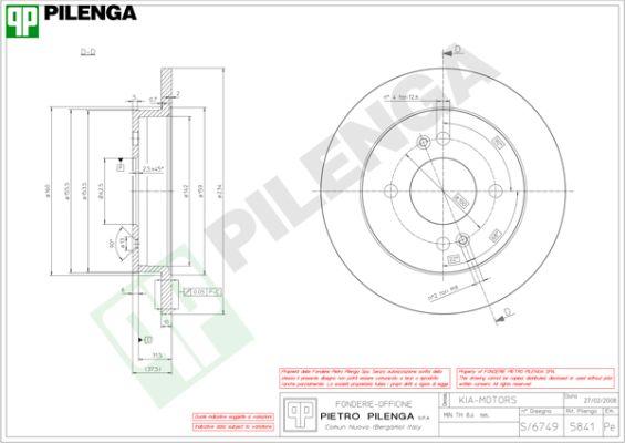 Pilenga 5841 - Гальмівний диск autozip.com.ua