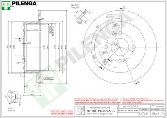 Pilenga 5843 - Гальмівний диск autozip.com.ua