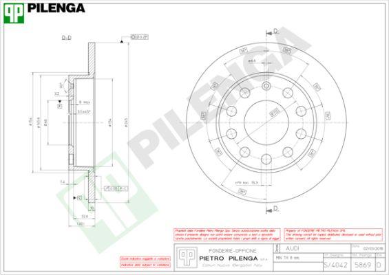 Pilenga 5869 - Гальмівний диск autozip.com.ua
