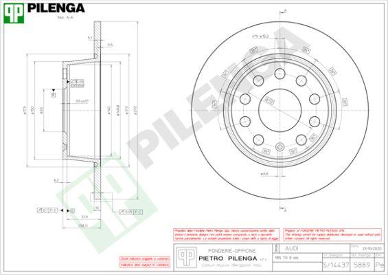 Pilenga 5889 - Гальмівний диск autozip.com.ua