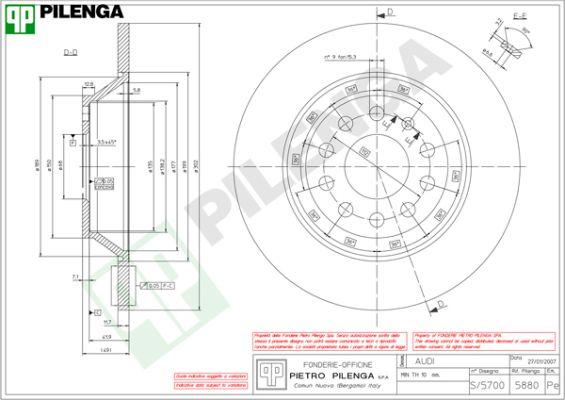 Pilenga 5880 - Гальмівний диск autozip.com.ua