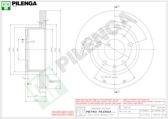 Pilenga 5833 - Гальмівний диск autozip.com.ua