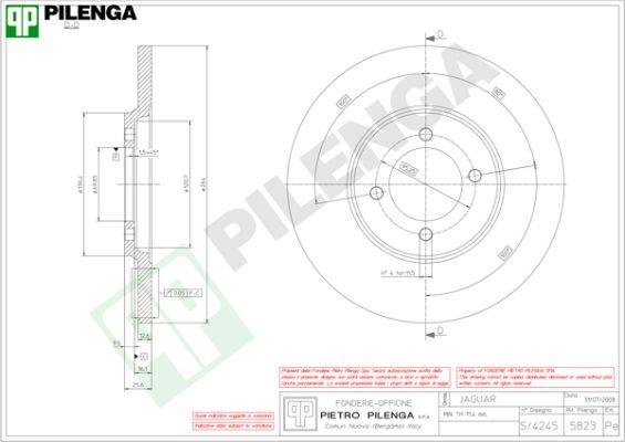 Pilenga 5823 - Гальмівний диск autozip.com.ua