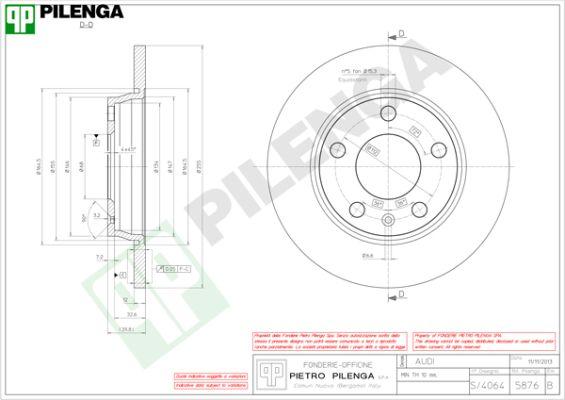 Pilenga 5876 - Гальмівний диск autozip.com.ua