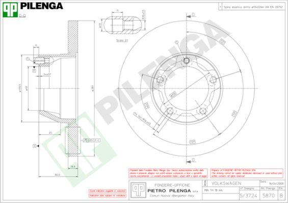 Pilenga 5870 - Гальмівний диск autozip.com.ua