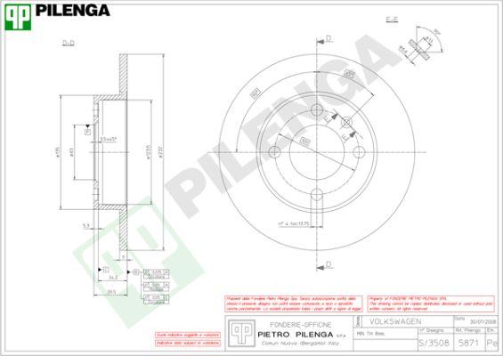 Pilenga 5871 - Гальмівний диск autozip.com.ua