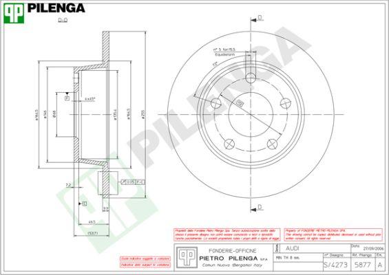 Pilenga 5877 - Гальмівний диск autozip.com.ua