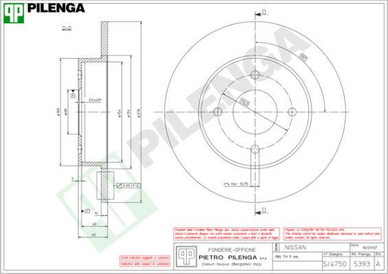 Pilenga 5393 - Гальмівний диск autozip.com.ua