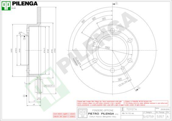 Pilenga 5357 - Гальмівний диск autozip.com.ua