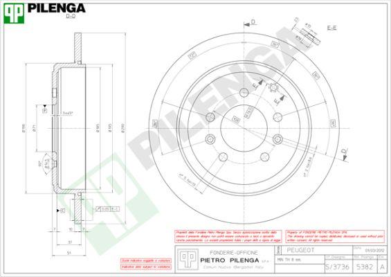 Pilenga 5382 - Гальмівний диск autozip.com.ua