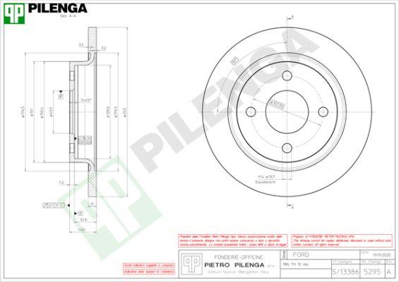 Pilenga 5295 - Гальмівний диск autozip.com.ua