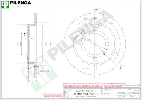 Pilenga 5265 - Гальмівний диск autozip.com.ua