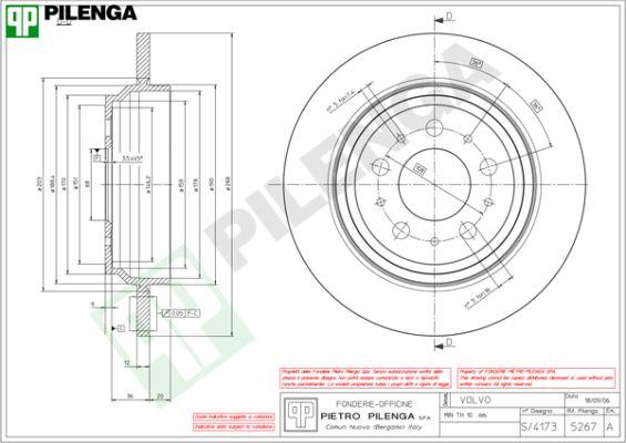 Pilenga 5267 - Гальмівний диск autozip.com.ua