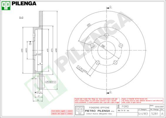 Pilenga 5281 - Гальмівний диск autozip.com.ua