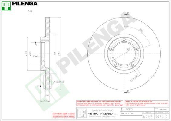 Pilenga 5274 - Гальмівний диск autozip.com.ua