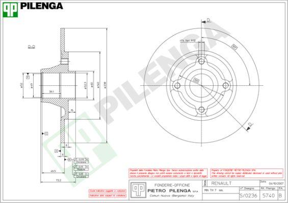 Pilenga 5740 - Гальмівний диск autozip.com.ua