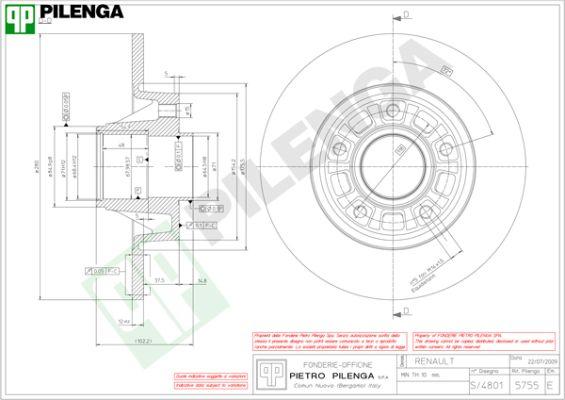 Pilenga 5755 - Гальмівний диск autozip.com.ua