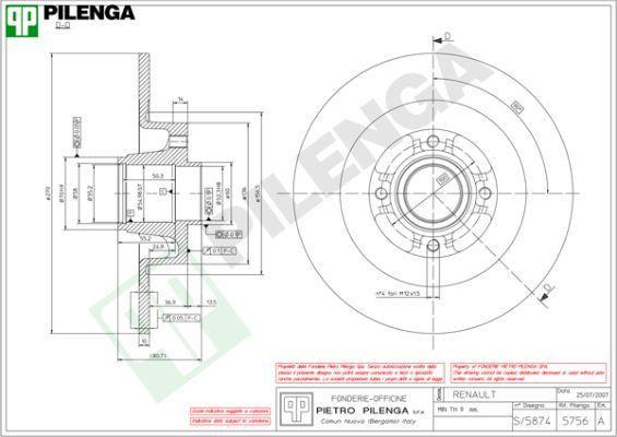 Pilenga 5756 - Гальмівний диск autozip.com.ua