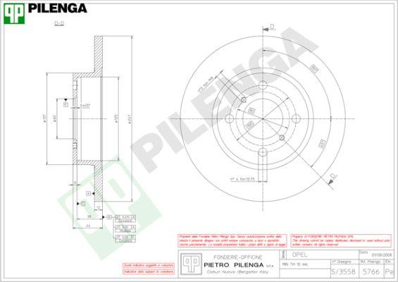 Pilenga 5766 - Гальмівний диск autozip.com.ua