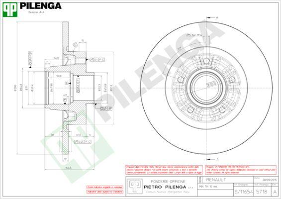 Pilenga 5718 - Гальмівний диск autozip.com.ua