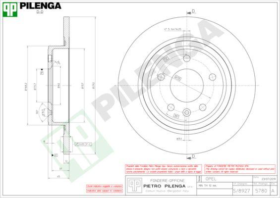 Pilenga 5780 - Гальмівний диск autozip.com.ua