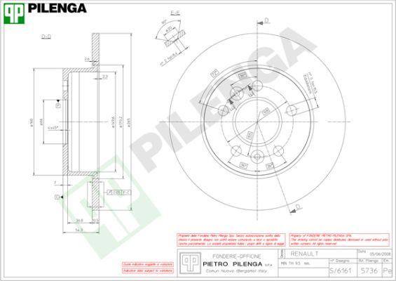 Pilenga 5736 - Гальмівний диск autozip.com.ua