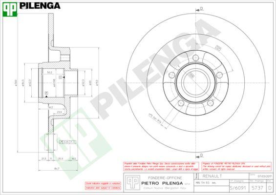 Pilenga 5737 - Гальмівний диск autozip.com.ua