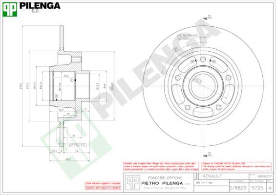 Pilenga 5725 - Гальмівний диск autozip.com.ua