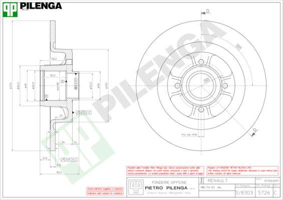 Pilenga 5726 - Гальмівний диск autozip.com.ua