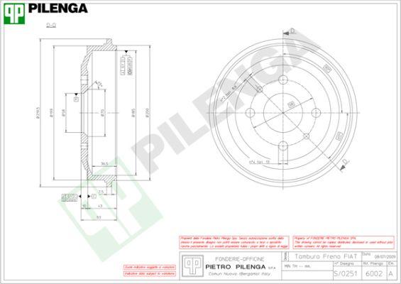 Pilenga 6002 - Гальмівний барабан autozip.com.ua