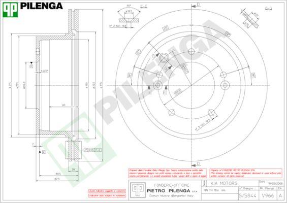 Pilenga V966 - Гальмівний диск autozip.com.ua