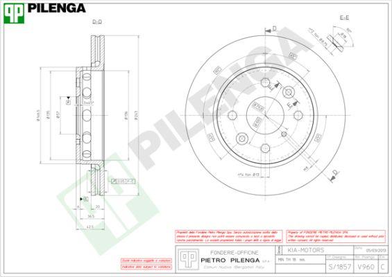 Pilenga V960 - Гальмівний диск autozip.com.ua