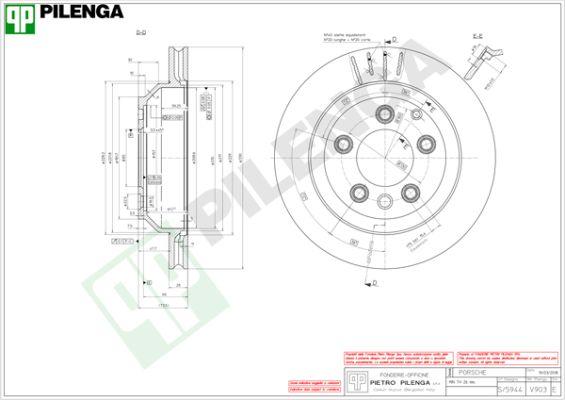 Pilenga V903 - Гальмівний диск autozip.com.ua