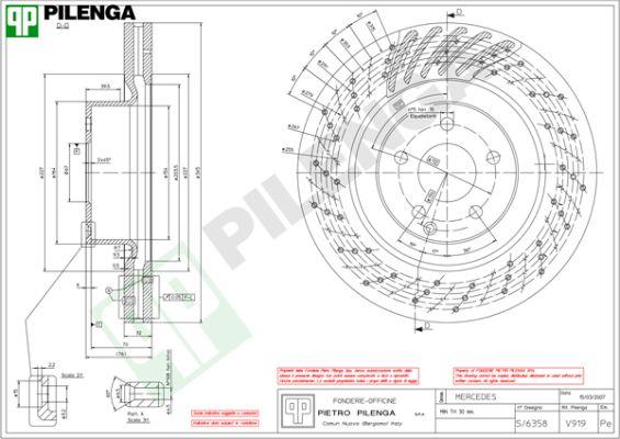 Pilenga V919 - Гальмівний диск autozip.com.ua