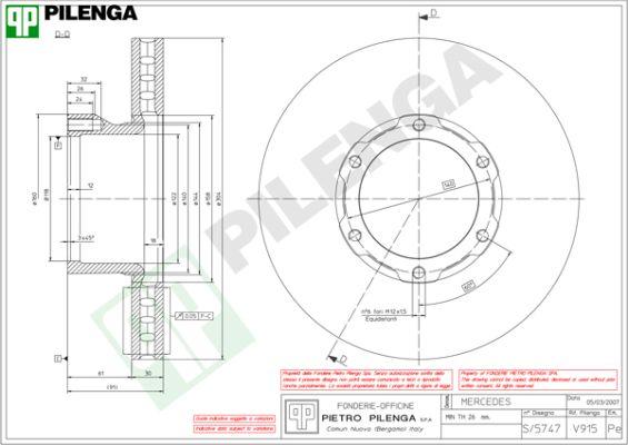 Pilenga V915 - Гальмівний диск autozip.com.ua