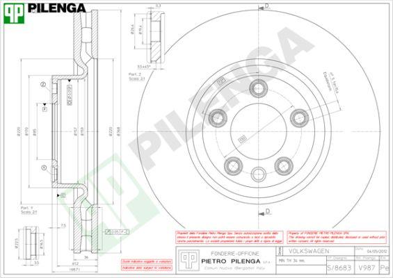 Pilenga V987 - Гальмівний диск autozip.com.ua