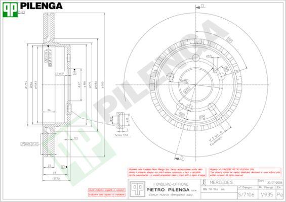 Pilenga V935 - Гальмівний диск autozip.com.ua