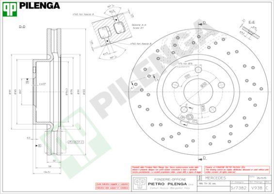 Pilenga V938 - Гальмівний диск autozip.com.ua