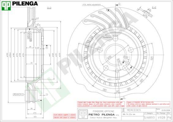 Pilenga V928 - Гальмівний диск autozip.com.ua