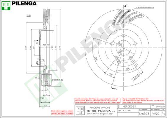 Pilenga V922 - Гальмівний диск autozip.com.ua