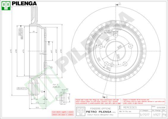 Pilenga V927 - Гальмівний диск autozip.com.ua